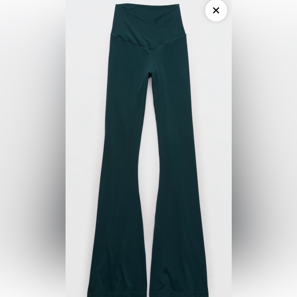 Dark Green Aerie Teal Me High Waisted Crossover Flare Legging